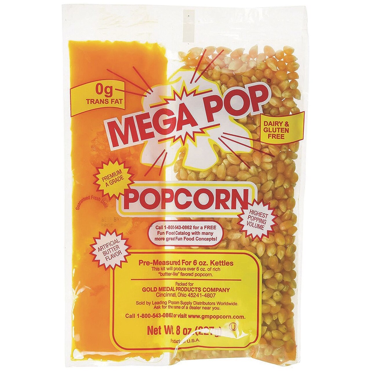 Mega Pop® Corn, Oil and Salt Kit for Popcorn Makers with a 6 oz. Kettle (Case of 36)